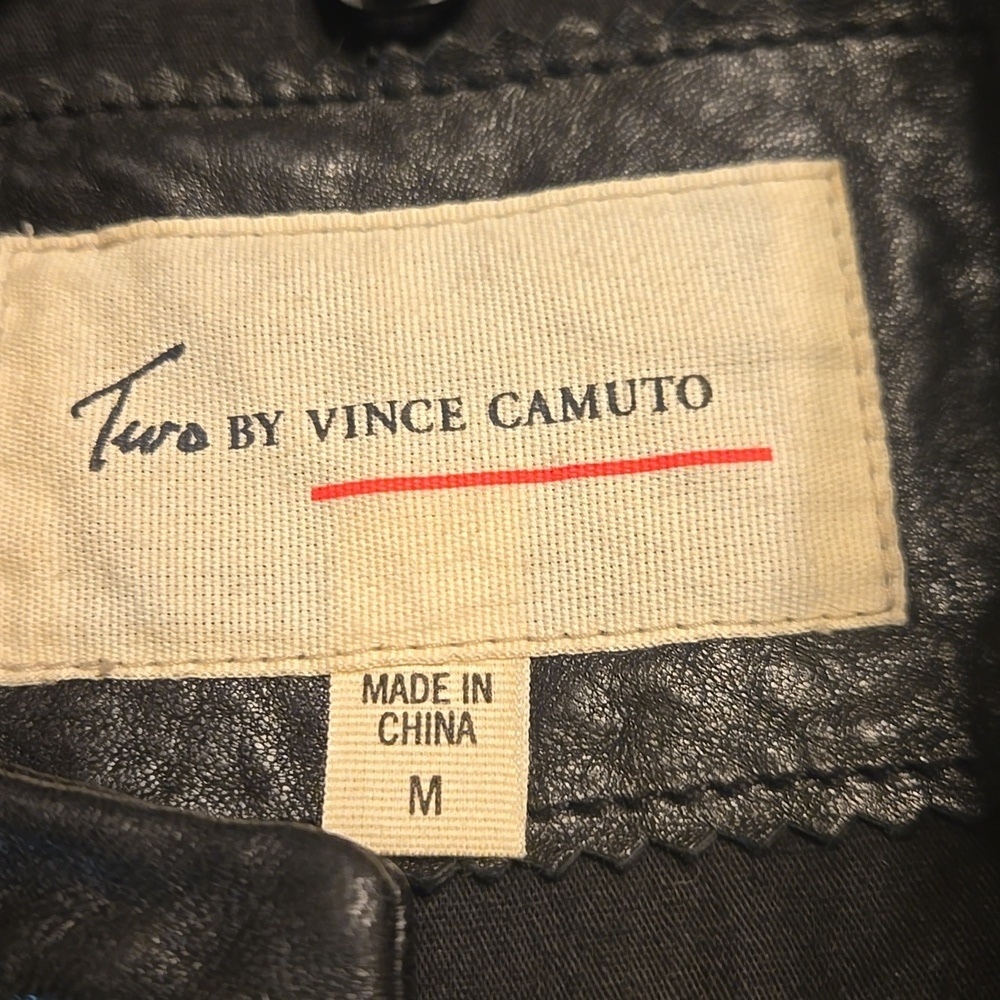 Black Leather Sleeveless Jacket/vest From Nordstrom By Vince Camuto - Picture 2 of 7
